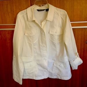 Eddie Bauer Women’s White Linen Jacket Size XL